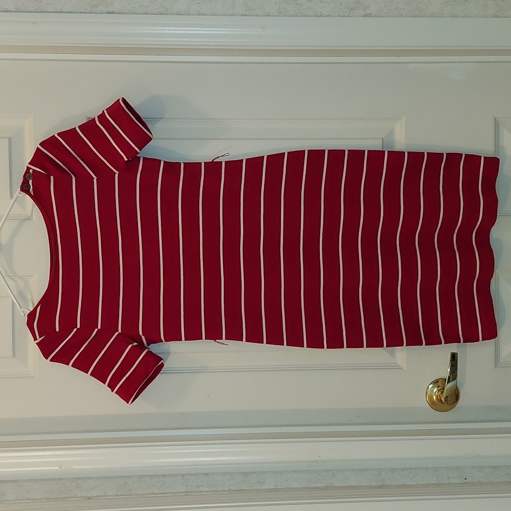 Lauren Ralph Lauren Red And white Across Bodycon Stretchy Dress Size S/P